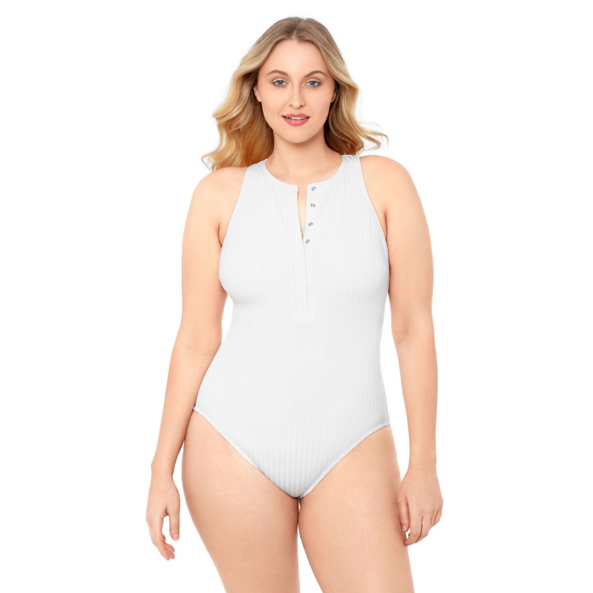 Женский Слитный купальник S3 Swim Smoothing Ribbed High Neck Snap Front S3 Swim