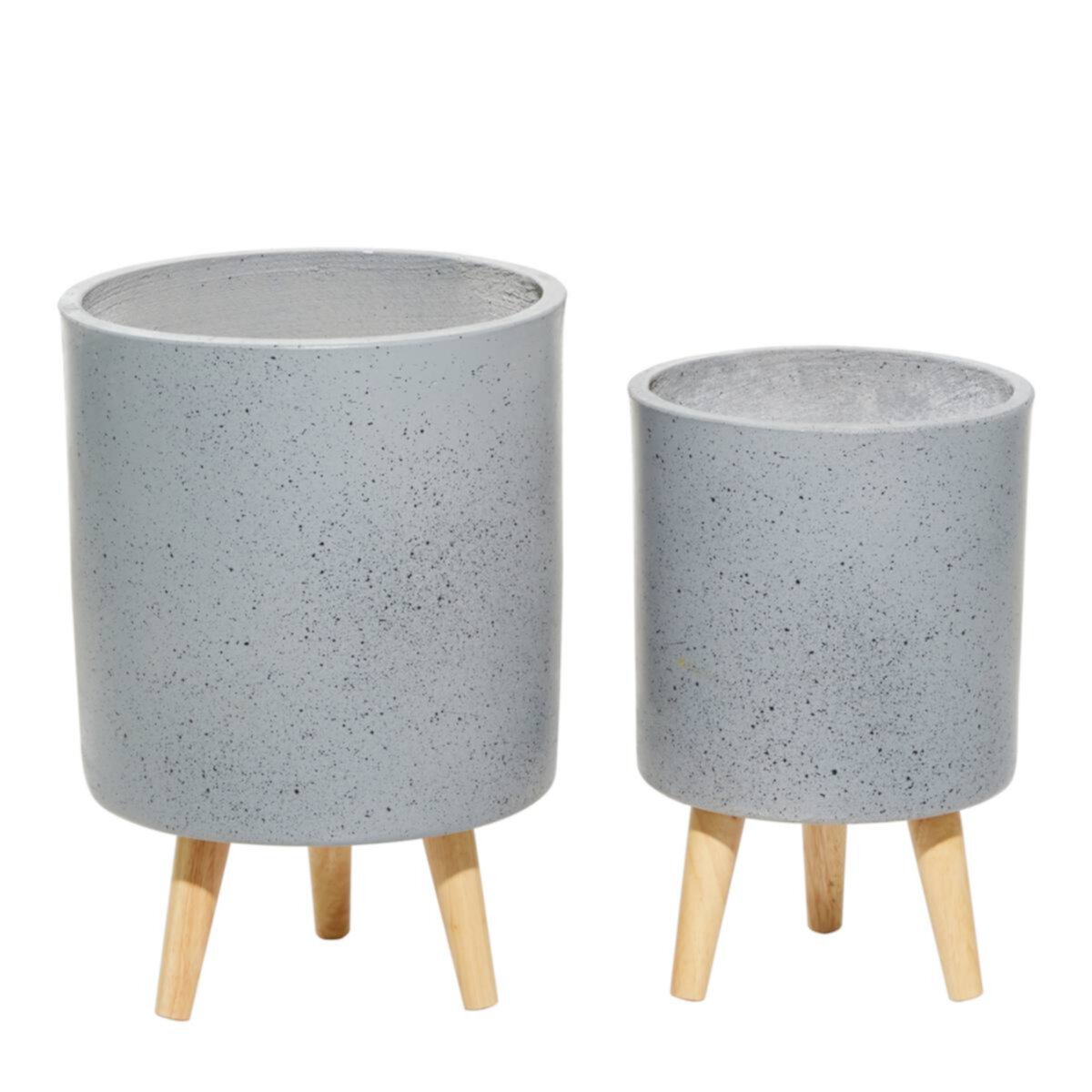 Stella & Eve Speckled White Cylinder Planter Floor Decor 2-piece Set Stella & Eve