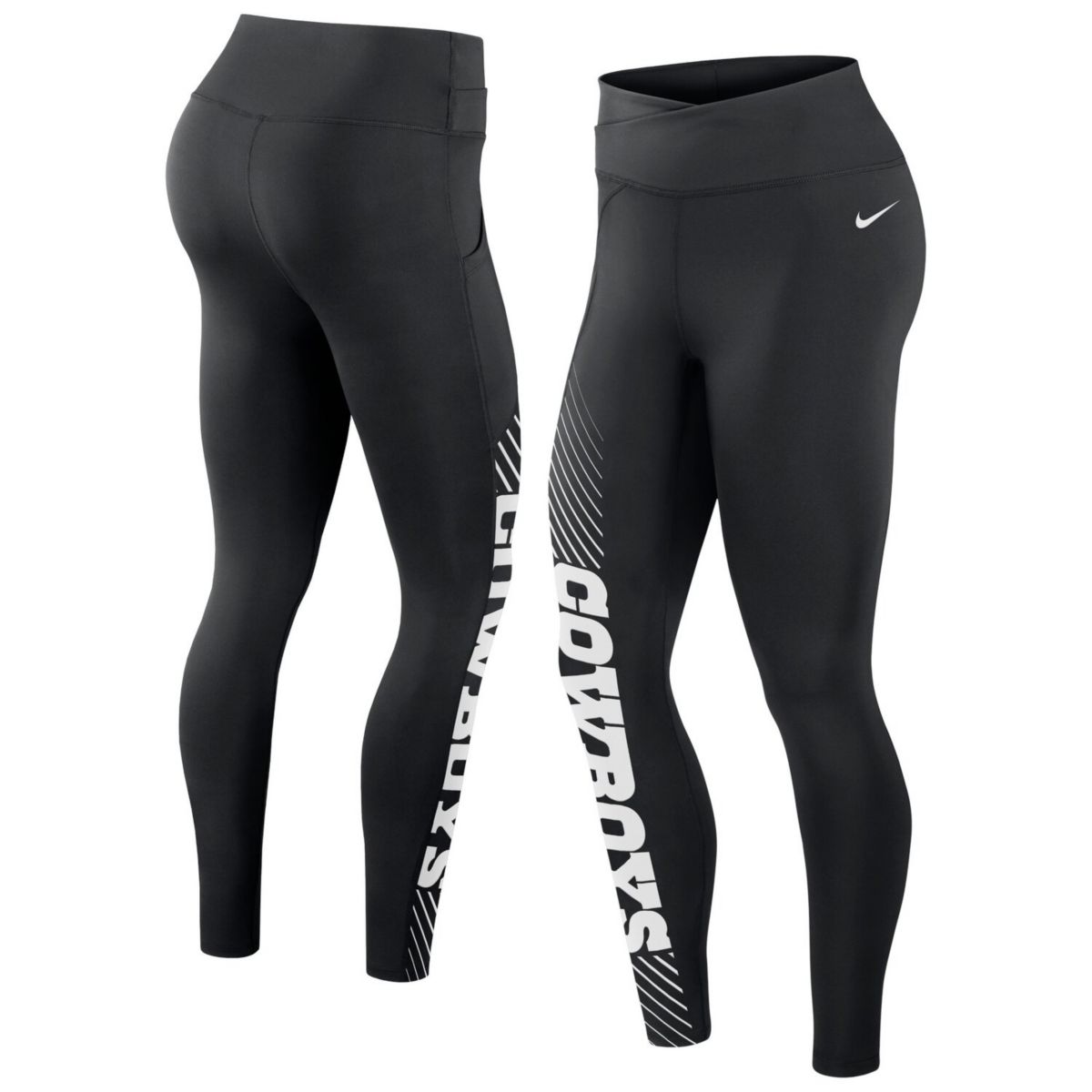 Women's Nike Black Dallas Cowboys Yard Line Crossover Leggings Nike