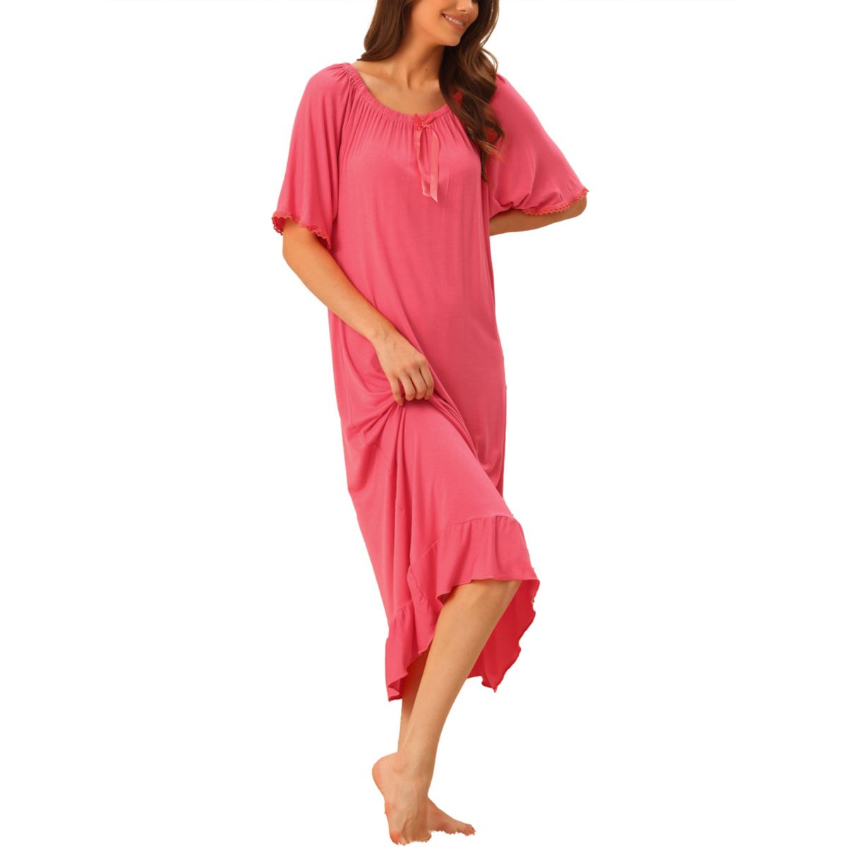 Женская летняя пижама, одежда для сна с короткими рукавами, миди, домашняя одежда, ночная рубашка Cheibear