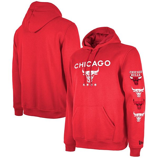 Men's New Era Red Chicago Bulls Big & Tall 2023/24 City Edition Jersey Pullover Hoodie New Era x Staple