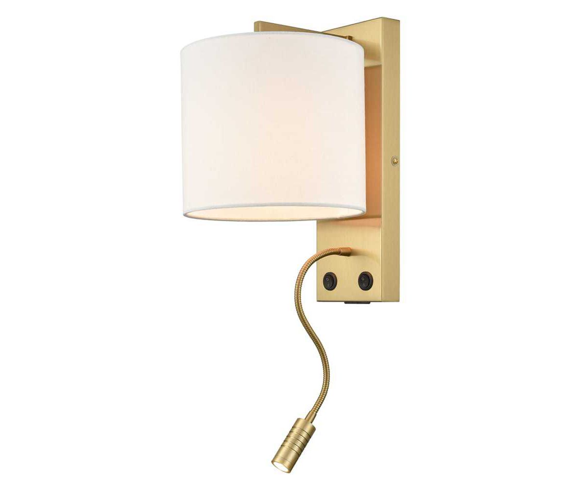 Латунный прикроватный настенный светильник с USB-портом для зарядки и лампой для чтения Moose Lighting