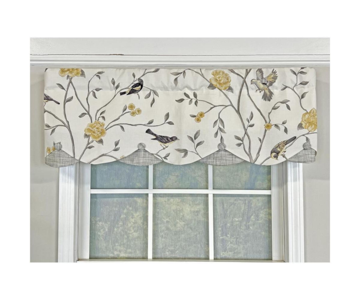 RLF Home Trend Bird Petticoat Valance Rod Pocket, Contrast Bottom fabric, Hand Made Buttons RLF Home