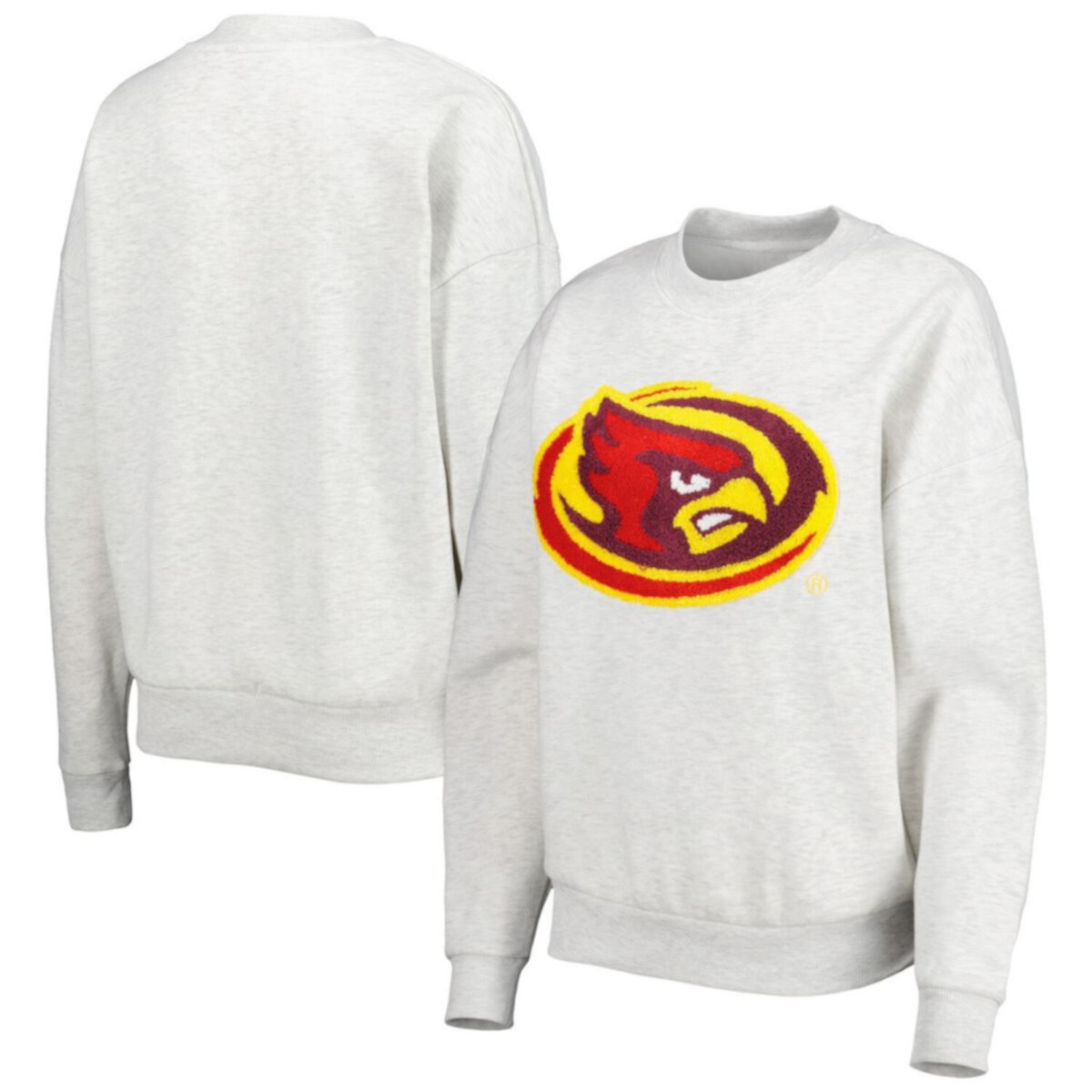 Women's Gameday Couture Heather Gray Iowa State Cyclones Chenille Patch Fleece Pullover Sweatshirt Gameday Couture