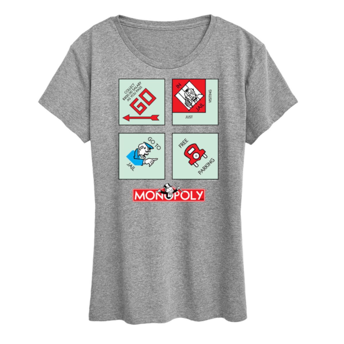 Женская футболка с квадратными углами и рисунком «Монополия» HASBRO