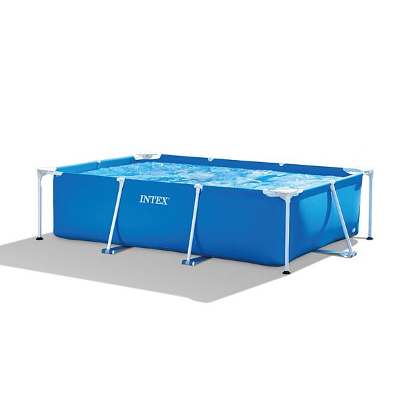 Intex 8.5ft x 26in Rectangular Frame Above Ground Backyard Swimming Pool, Blue Intex