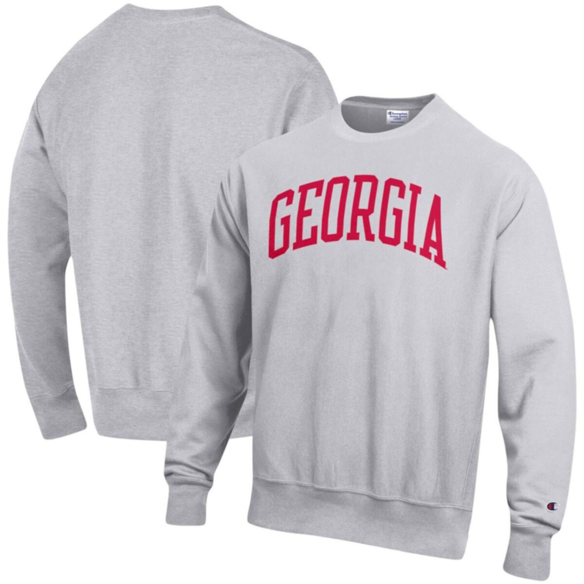 Men's Champion Heathered Gray Georgia Bulldogs Big & Tall Reverse Weave Fleece Crewneck Pullover Sweatshirt Champion