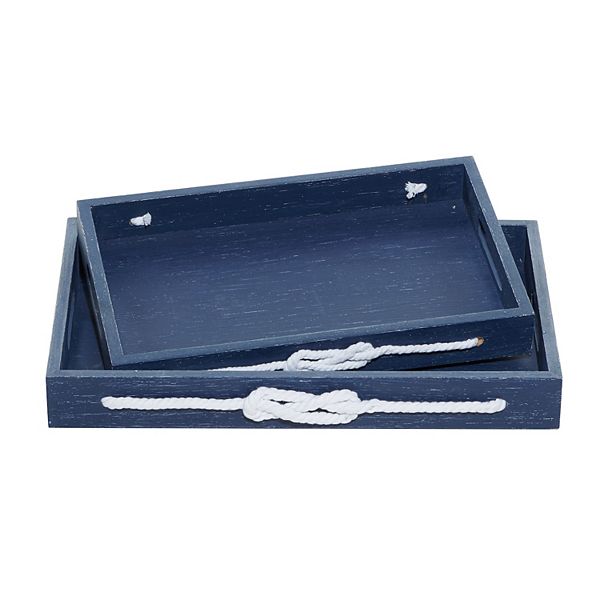 Stella & Eve Blue Wood Serving Tray 2-Piece Set Stella & Eve