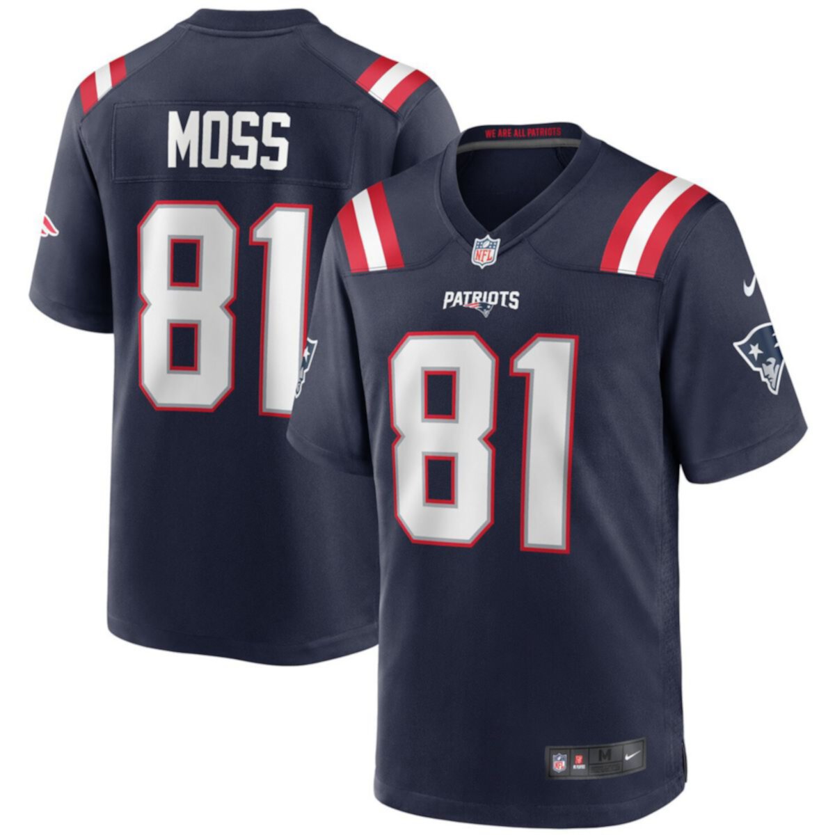 Мужская футболка Nike Randy Moss Navy New England Patriots Game Retired Player Nitro USA