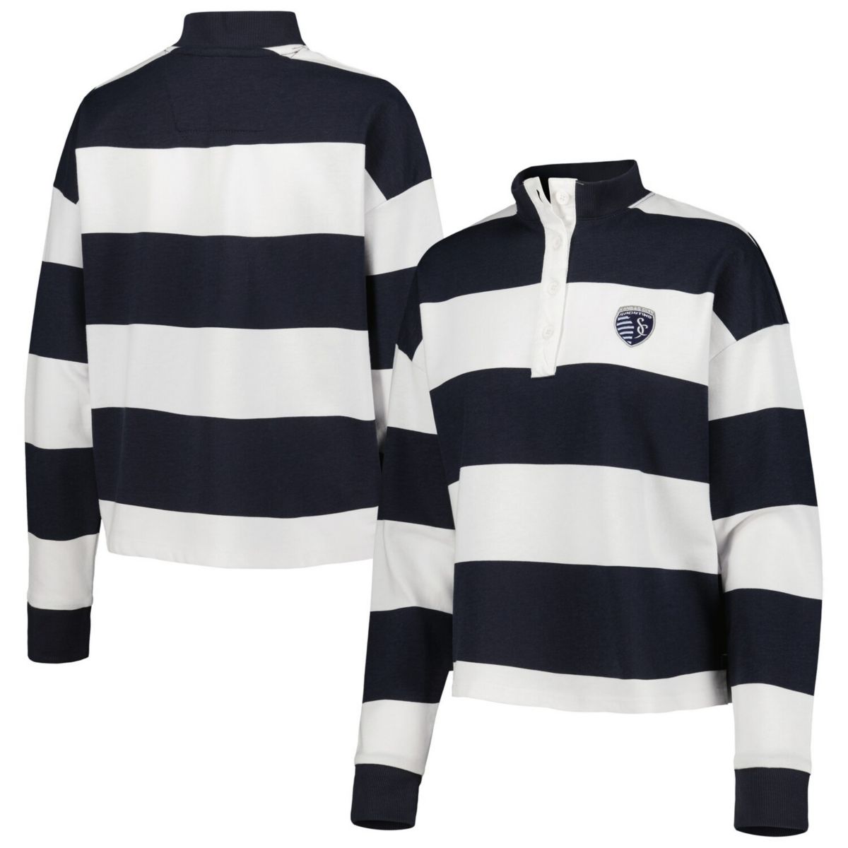Женская футболка Antigua White Sporting Kansas City Radical Rugby Stripe с длинным рукавом Antigua