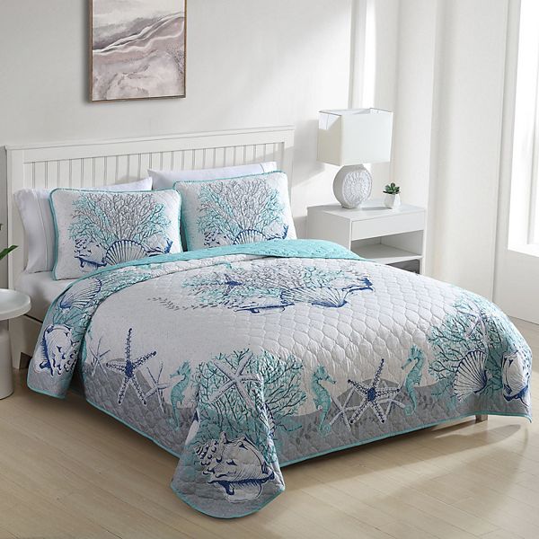 Caribbean Joe 3-Piece Coastal Quilt Set Carribean Joe