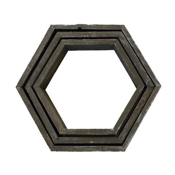 Rustic Farmhouse Floating Reclaimed Wood Hexagon Shelves (Set of 3) BarnwoodUSA