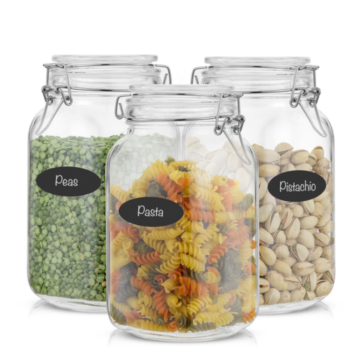 JoyJolt 50-oz. Airtight Glass Jars Storage Cannister with Silicone Seal Lids 3-piece Set JoyJolt