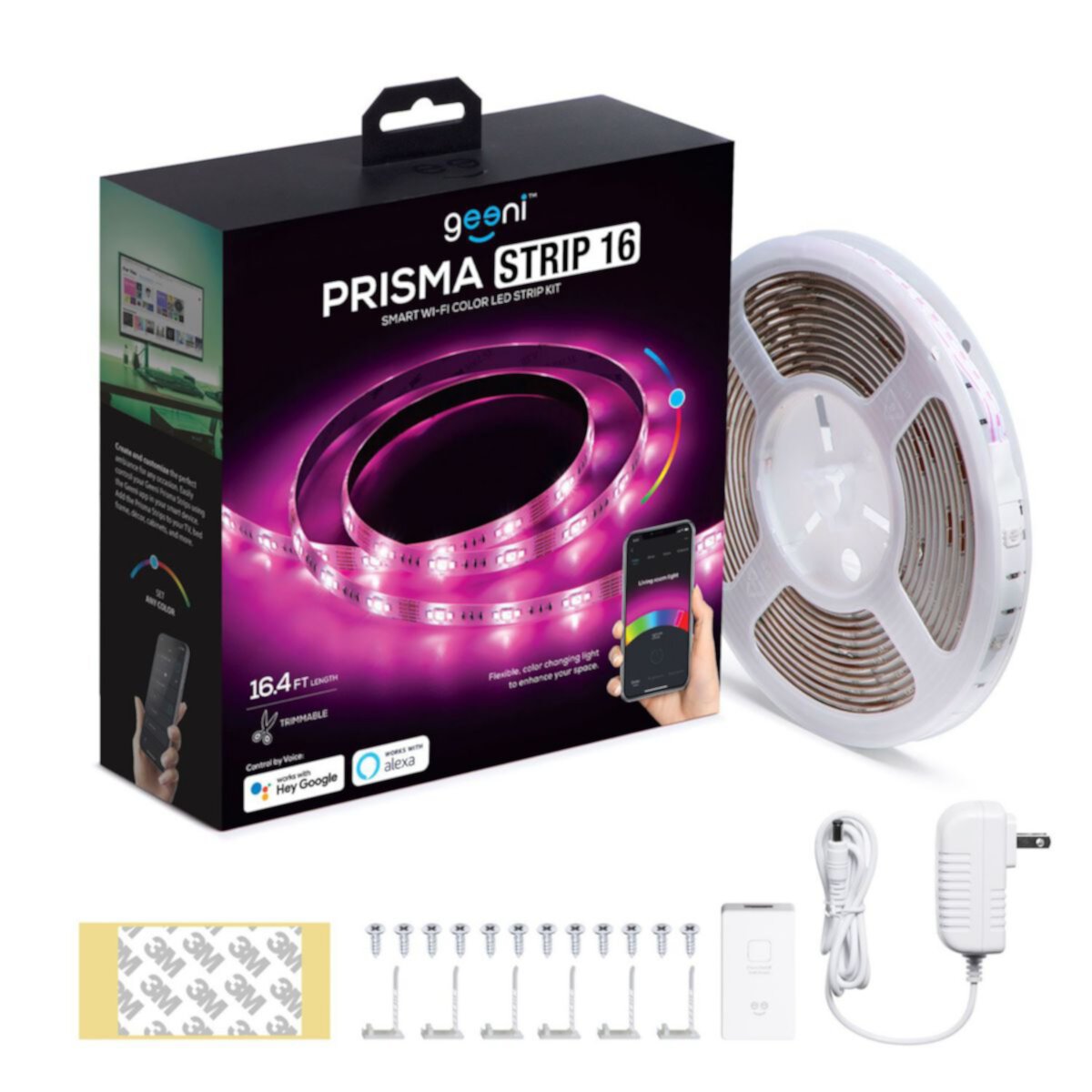 Geeni Prisma Strip 16-ft. Trimmable Smart LED Light Strip Kit Geeni