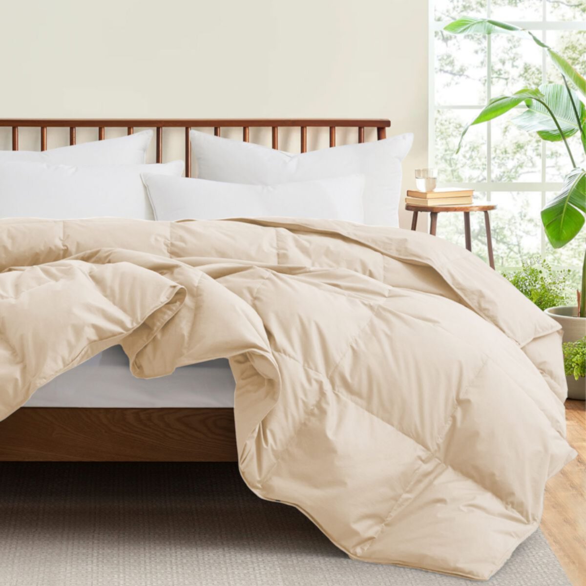 Unikome Medium Weight 300 TC Organic Cotton Goose Down Feather Comforter for Luxurious Comfort UNIKOME