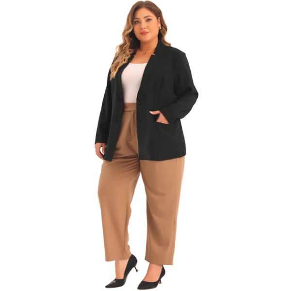 Plus Size Business Suit Blazer For Women Button Long Sleeve Office Work Blazer Jacket Agnes Orinda