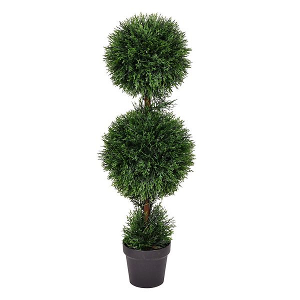 Vickerman 3' Artificial Double Ball Green Cedar Topiary Plant Vickerman