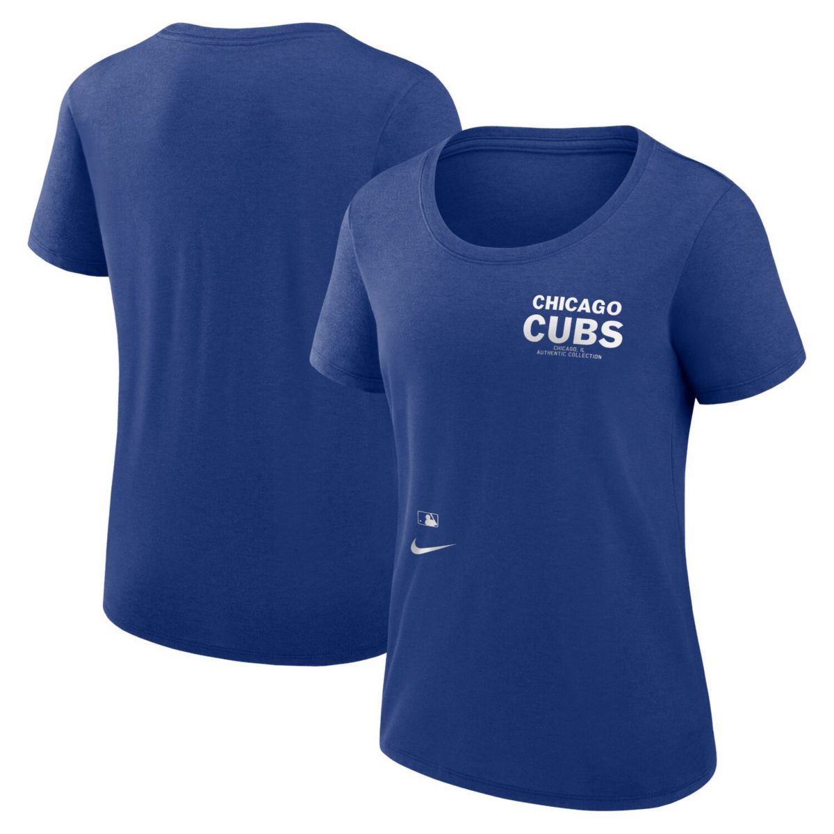 Женская футболка Nike Royal Chicago Cubs Authentic Collection с круглым вырезом Nitro USA