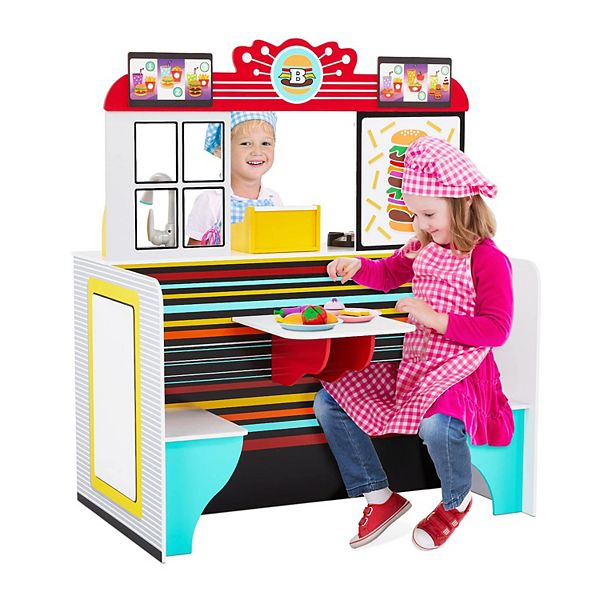 Lil’ Jumbl Double-Sided Restaurant Playset for Kids, Wooden Pretend Diner Set Toy Lil' Jumbl