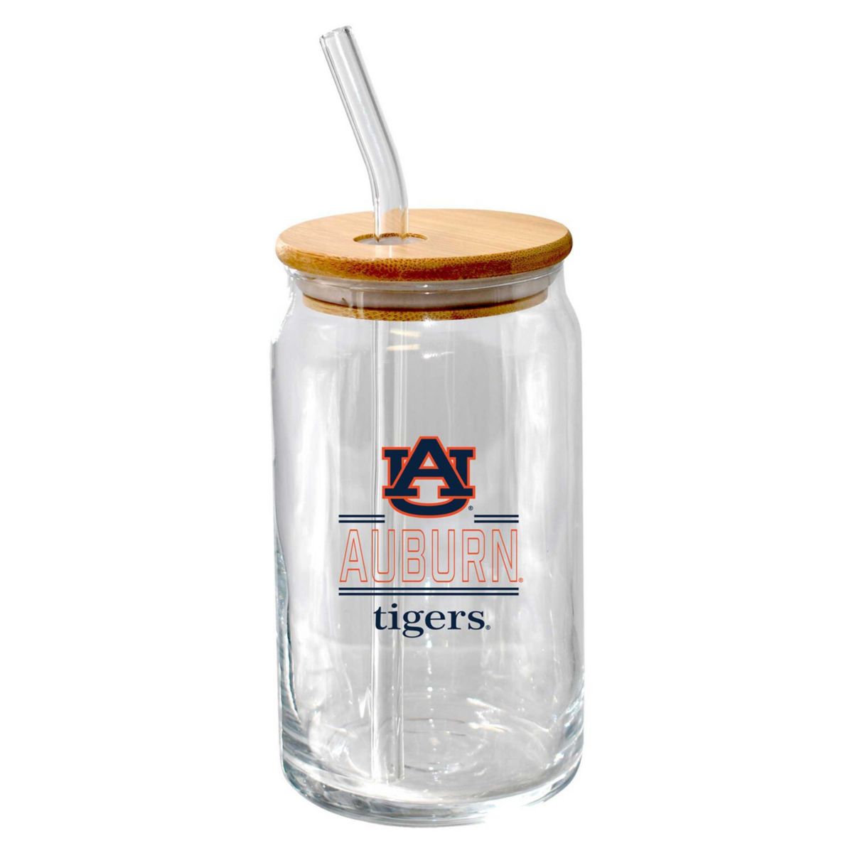 The Memory Company Auburn Tigers 16oz. Classic Crew Beer Glass with Bamboo Lid The Memory Company