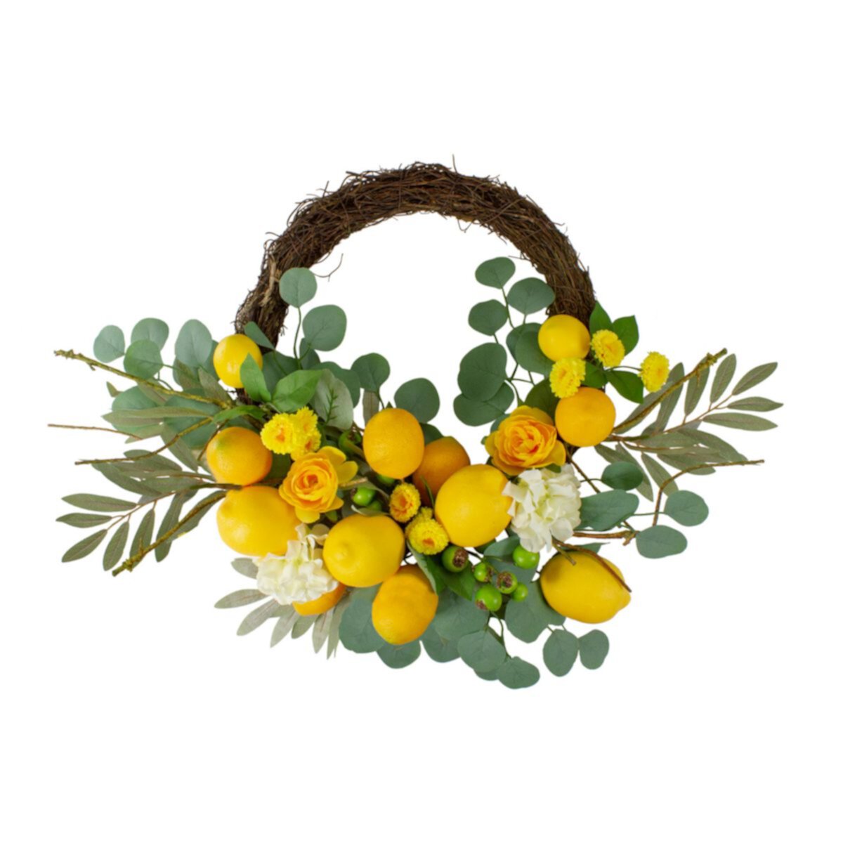 Northlight Lemons & Flowers 18 in. Artificial Floral Spring Wreath Northlight