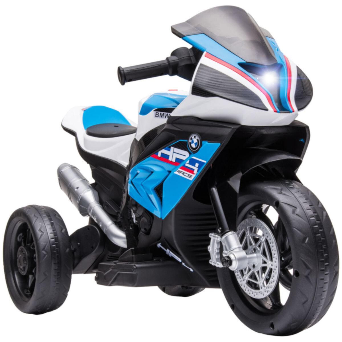 Aosom Licensed BMW HP4 Multi-Terrain Kids Motorcycle Ride-on Toy for Toddlers and Ages 1.5 to 5, Off-Road Battery-Operated Ride-on Vehicle, Mini Motorbike for Kids, Blue Aosom