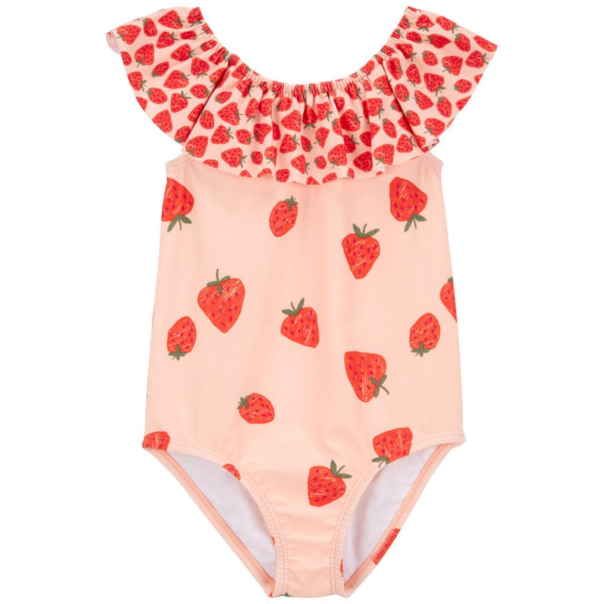 Toddler Girl Carter's Strawberry Print Ruffle Collared One-Piece Swimsuit Carter's