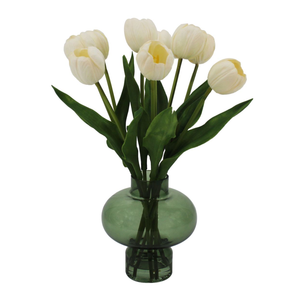Sonoma Goods For Life® Artificial Tulips in Tinted Glass Vase Floral Arrangement Floor Decor SONOMA