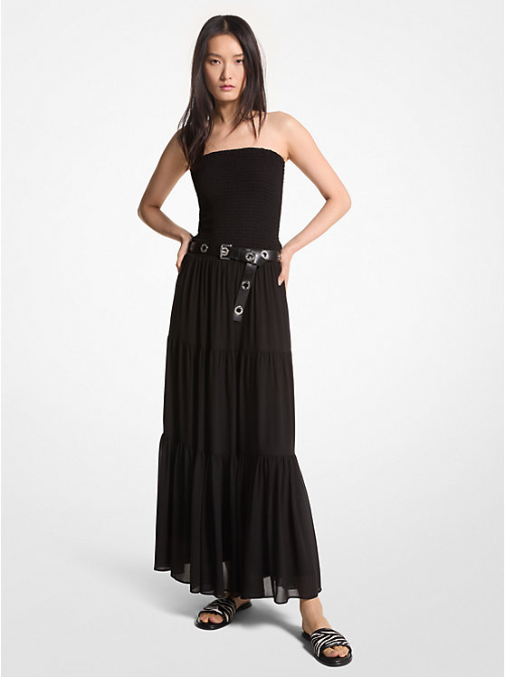 Многоярусное платье макси из жоржетта со сборками Michael Kors