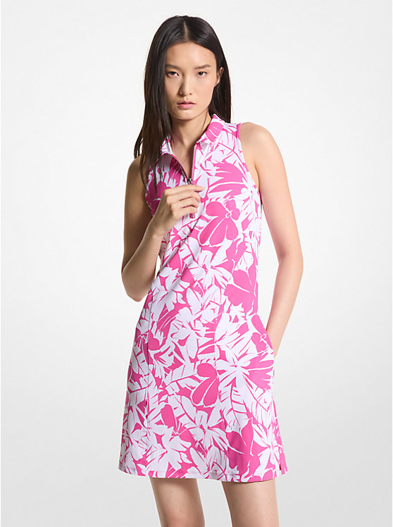 Платье-поло эластичной вязки на молнии с принтом Golf Palm Michael Kors
