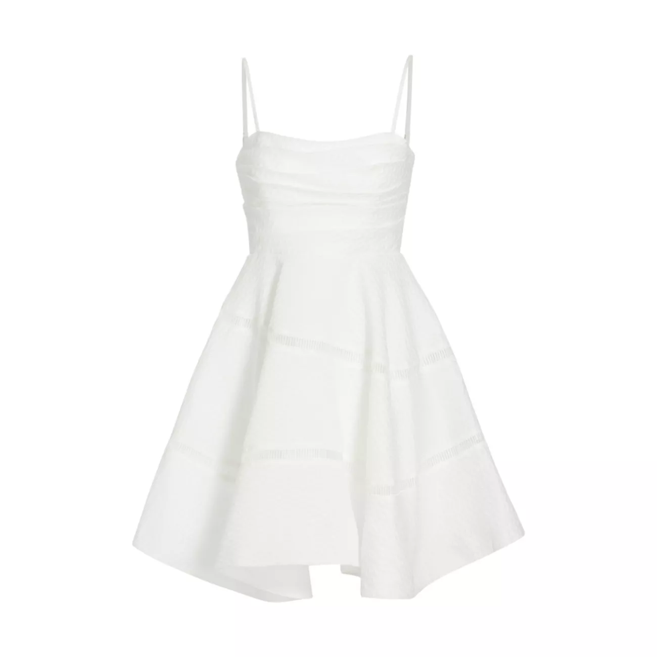 Жаккардовое мини-платье Cinque из смесового льна с расклешенной юбкой AJE