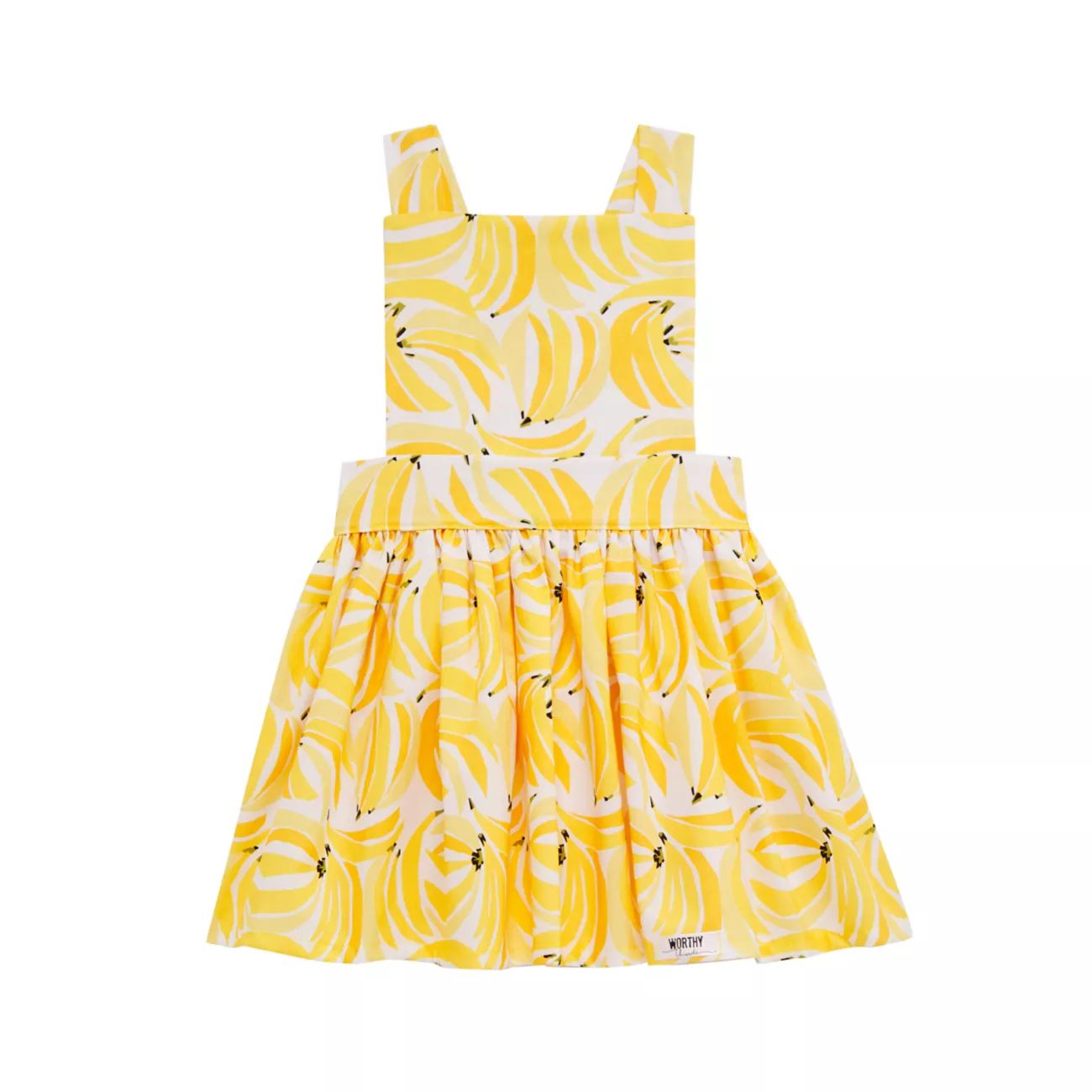 Хлопковое платье-сарафан бананового цвета для маленькой девочки Worthy Threads