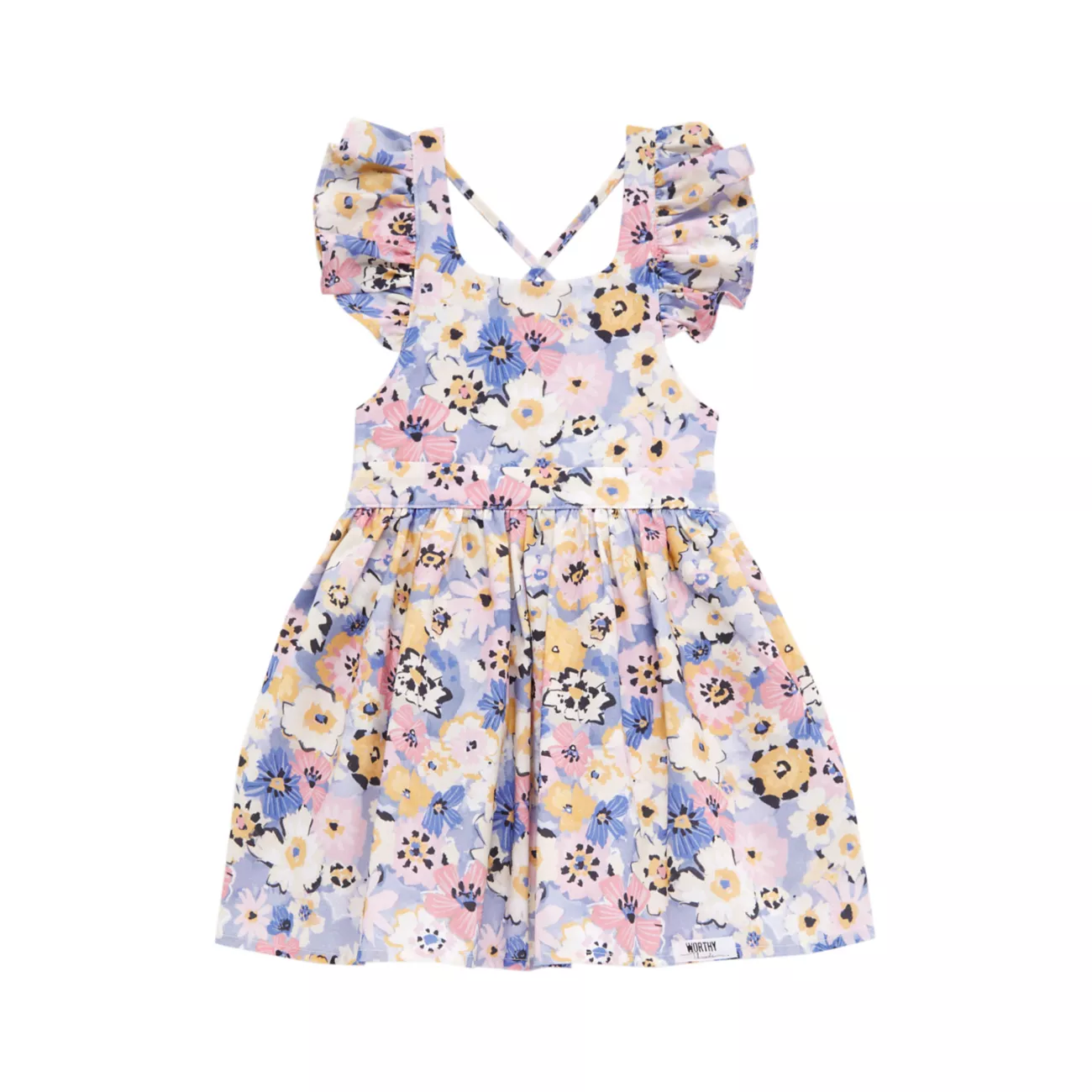 Маленькая девочка и усилитель; Платье с пышными рукавами и цветочным принтом для девочек Worthy Threads