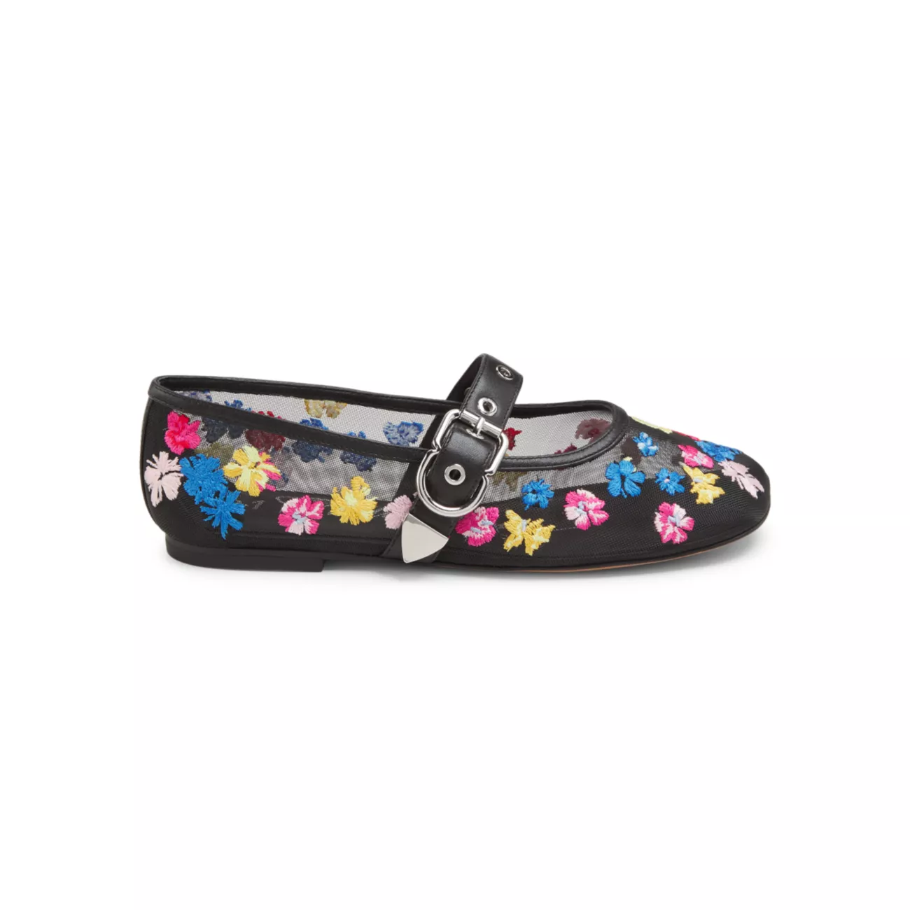 Flowerworks Floral-Embroidered Mesh Mary Jane Flats 3.1 PHILLIP LIM