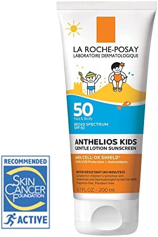 La Roche-Posay Anthelios Kids Нежный солнцезащитный лосьон SPF 50 | SPF широкого спектра действия + антиоксиданты | Солнцезащитный крем для детей | Не содержит октиноксатов и оксибензона | Протестировано педиатром | Некомедогенный | Без масла NO_BRAND