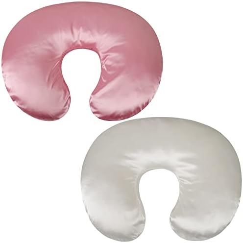 Комплект из 2 атласных подушек для кормления, ультрамягкий шелк, совместимый с подушкой Boppy для подушки для грудного вскармливания, защита волос и кожи ребенка, серый и розовый Tcmyyund