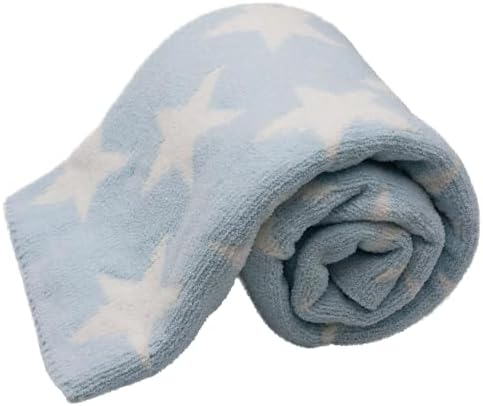 Chenille Baby Blanket, Baby Blankets for Boys, Baby Blankets for Girls, Toddler Blanket, Baby Boy & Girl Blankets, Soft Baby Blankets, Plush Baby Blankets, 40x30 Inches (Blue Stars) LITTLE CELEBRITY