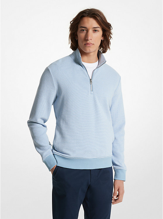 Cotton Blend Half-Zip Sweater Michael Kors Mens