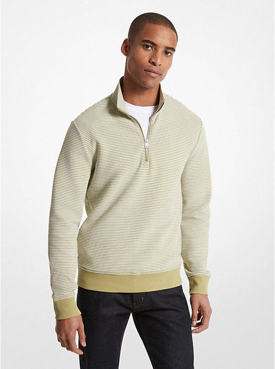 Cotton Blend Half-Zip Sweater Michael Kors Mens