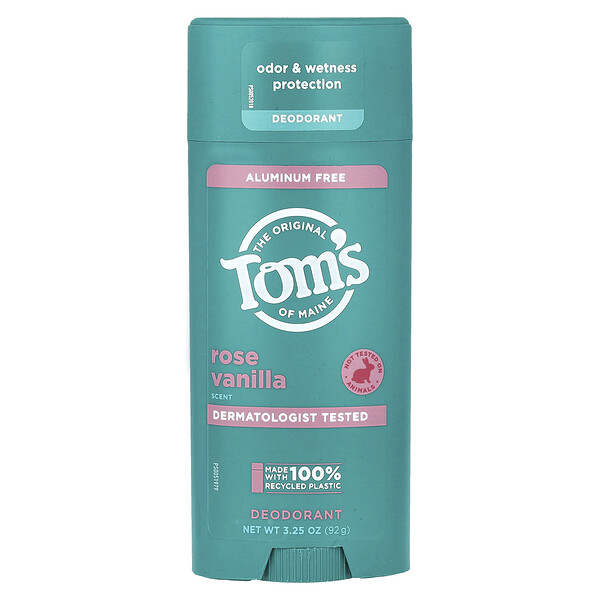 Дезодорант без алюминия, розовая ваниль, 3,25 унции (92 г) Tom's of Maine