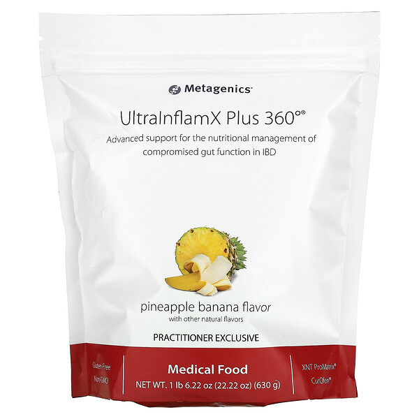 UltraInflamX Plus 360°, Медицинское питание, ананас и банан, 22,22 унции (630 г) Metagenics