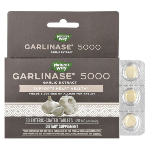 Гарлиназа 5000, 320 мг, 30 таблеток с кишечнорастворимой оболочкой Nature's Way
