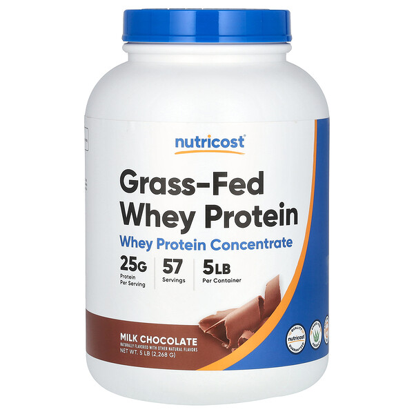 Сывороточный протеин травяного откорма, молочный шоколад, 5 фунтов (2268 г) Nutricost
