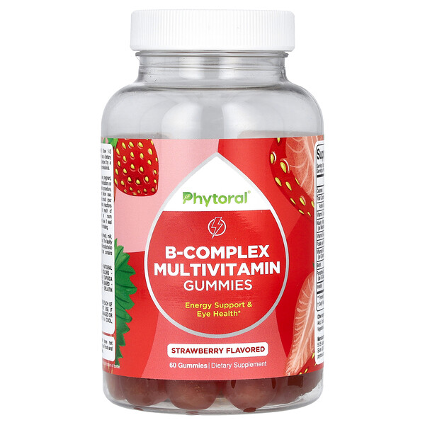 Мультивитаминные жевательные конфеты B-Complex, клубника, 60 жевательных конфет Phytoral