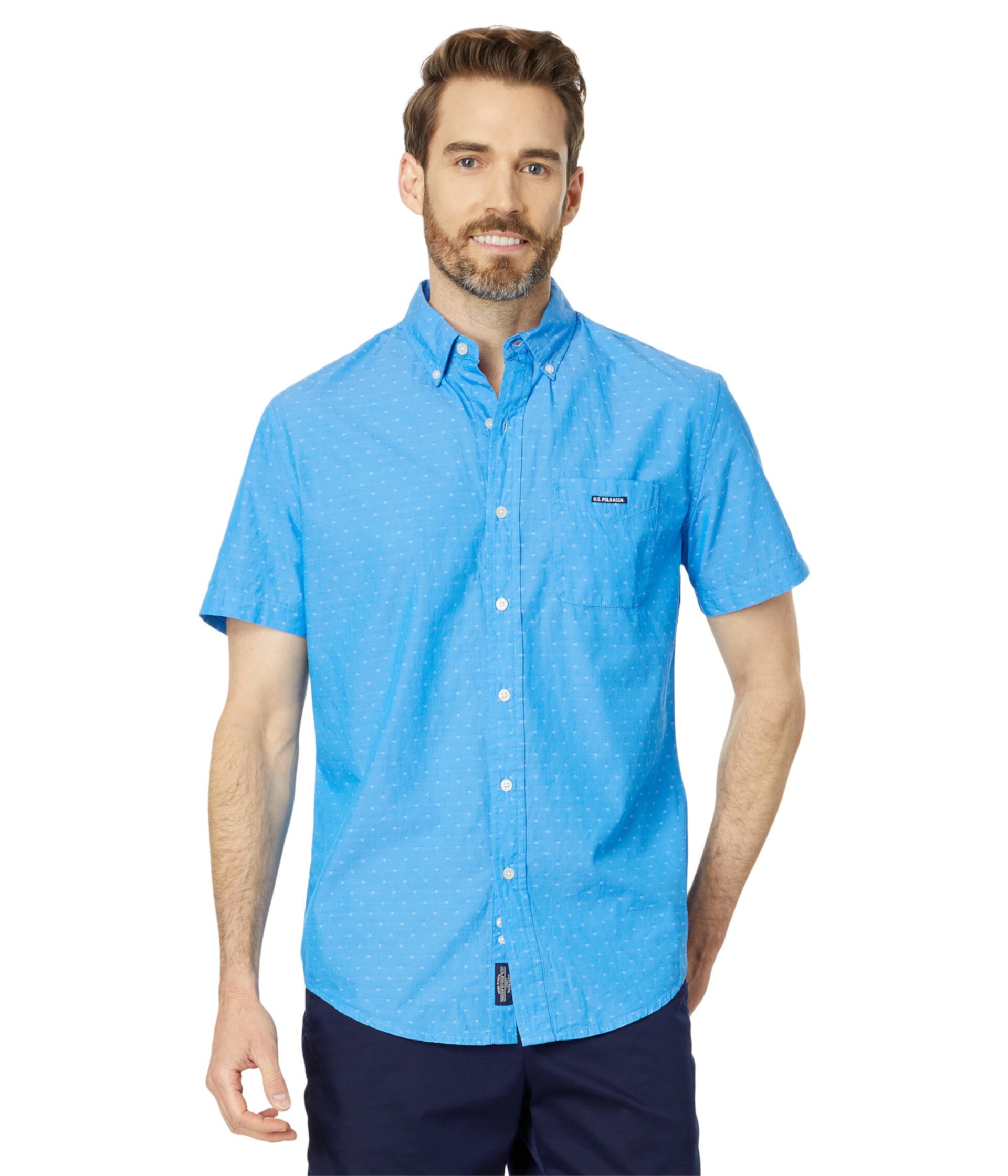 Классическая тканая рубашка с короткими рукавами и узором «добби в горошек» U.S. POLO ASSN.