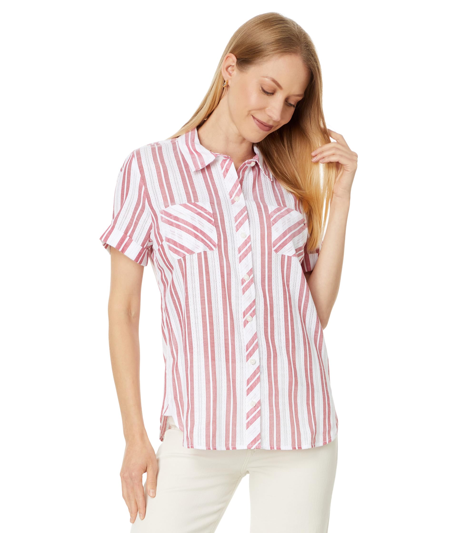 Женская Спортивная Одежда Tommy Hilfiger Dobby Stripe Camp Shirt Tommy Hilfiger