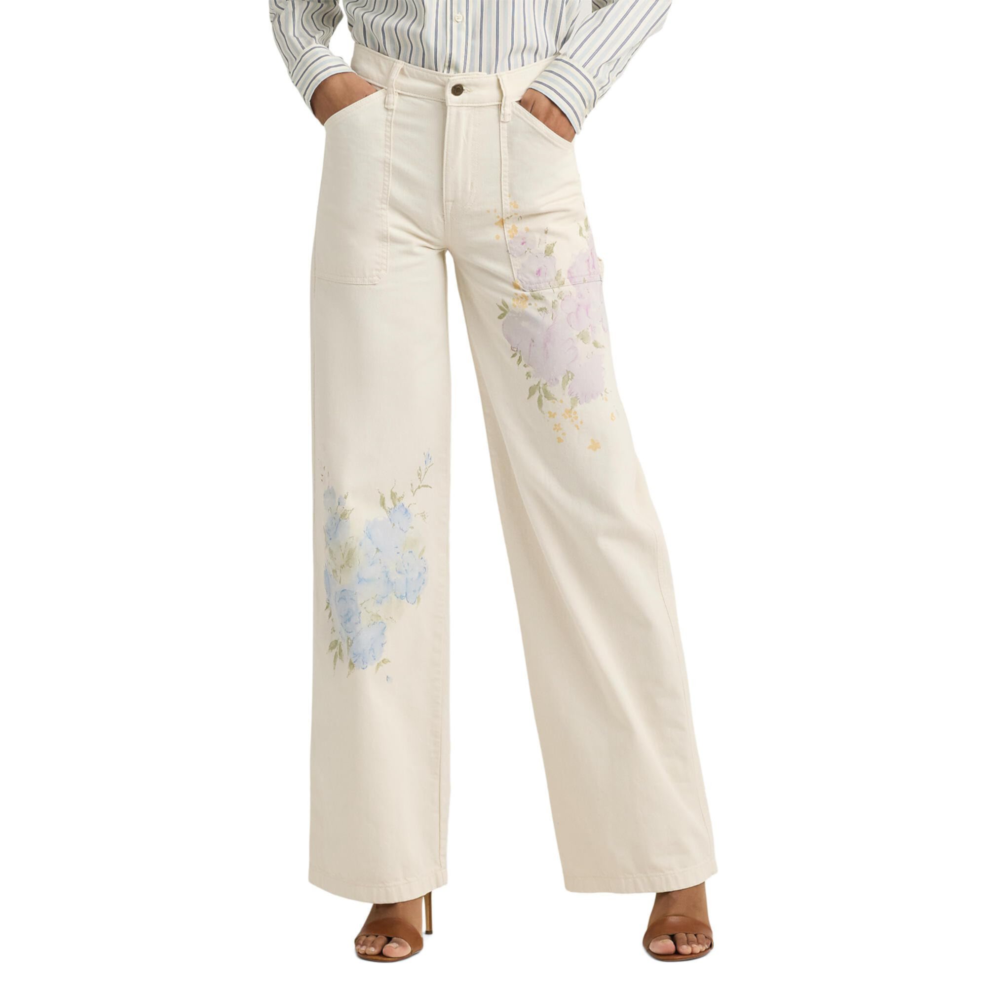 Джинсы LAUREN Ralph Lauren с высокой талией и широкими брюками в расцветке Маскарпон кремовый оттенок LAUREN Ralph Lauren