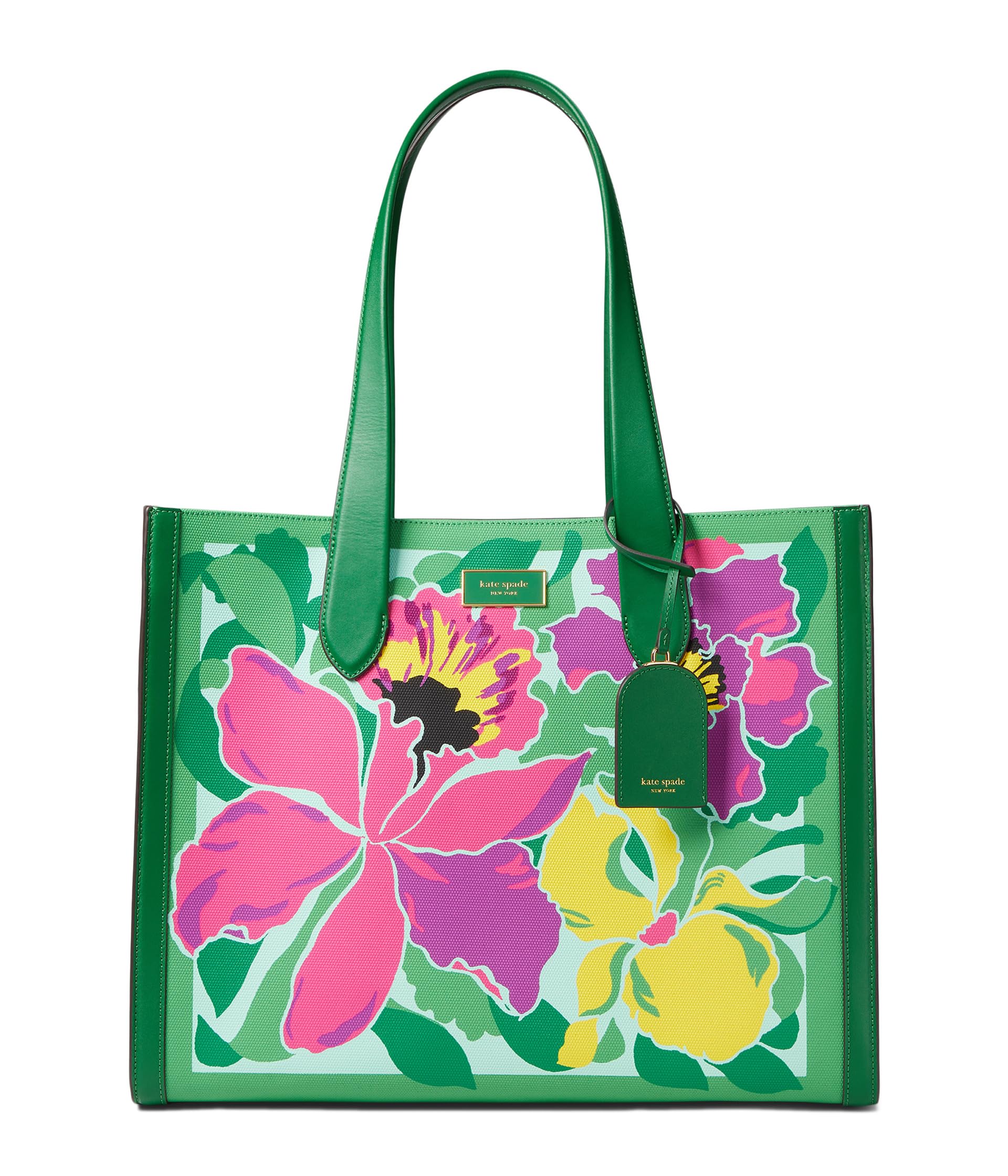 Маленькая жаккардовая сумка-тоут Manhattan с тропической листвой и холстом Kate Spade New York