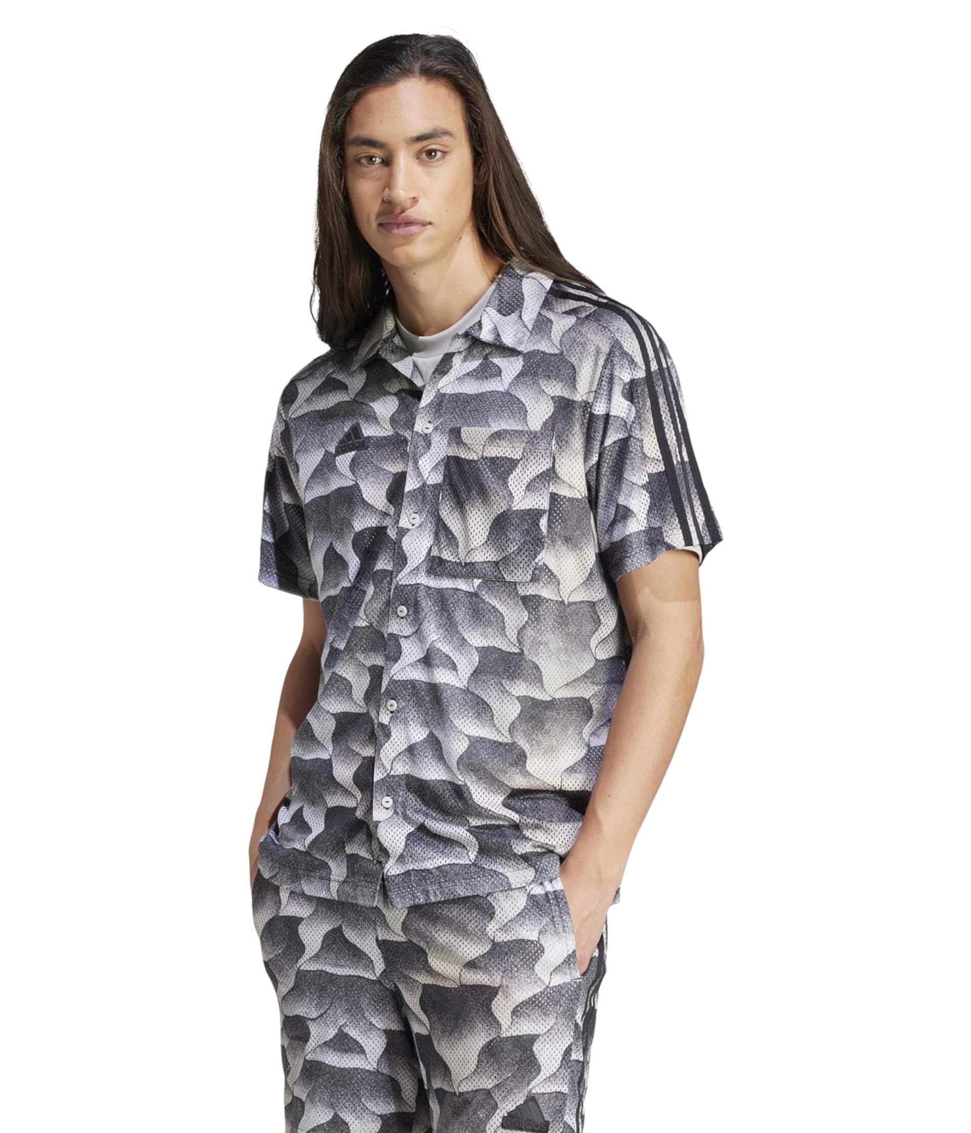 Курортная рубашка из сетки с принтом Tiro по всей поверхности Adidas
