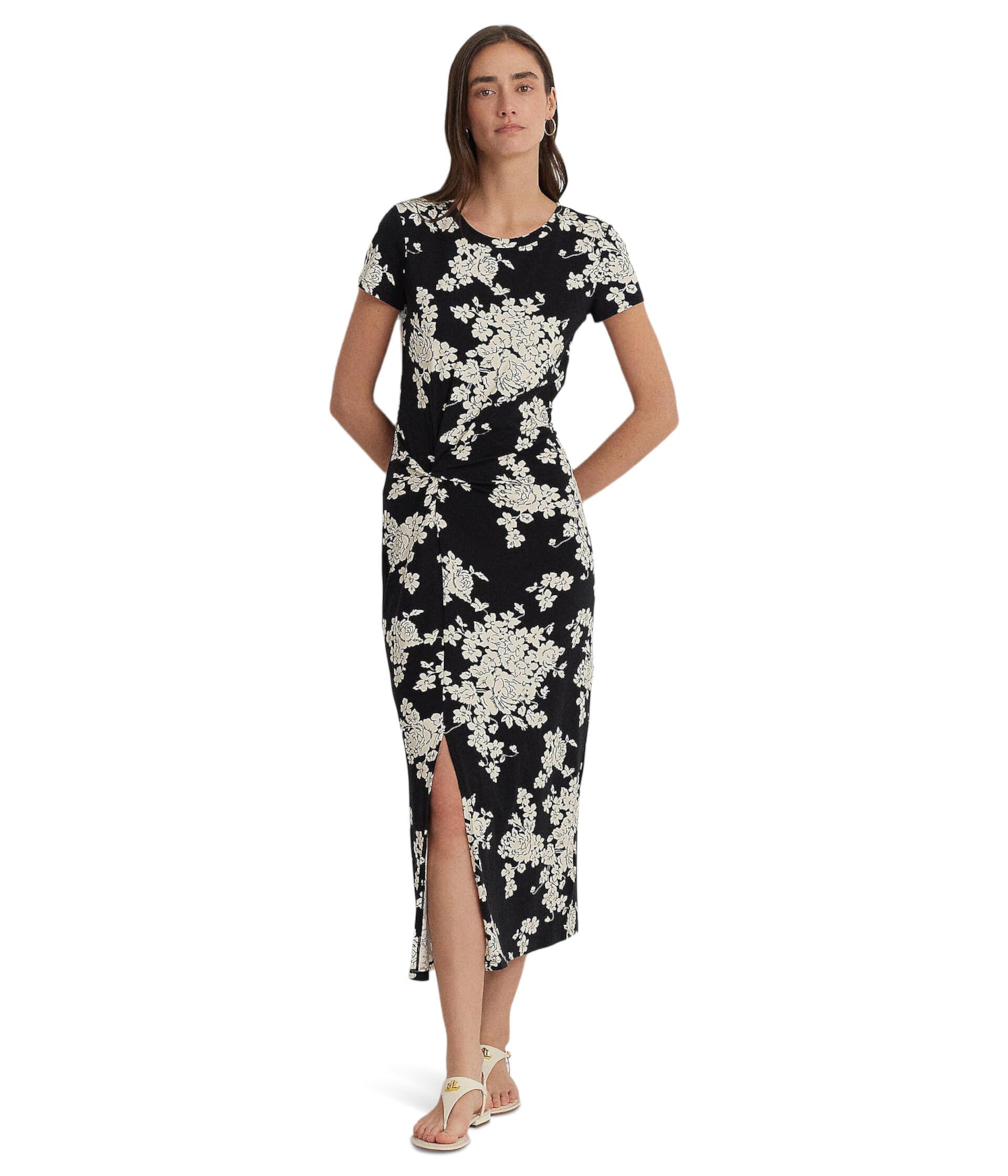 Платье миди из джерси с цветочным принтом и закрученной передней частью LAUREN Ralph Lauren